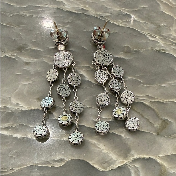 Elegant Gold and Silver Dangle Earrings - Picture 2 of 3